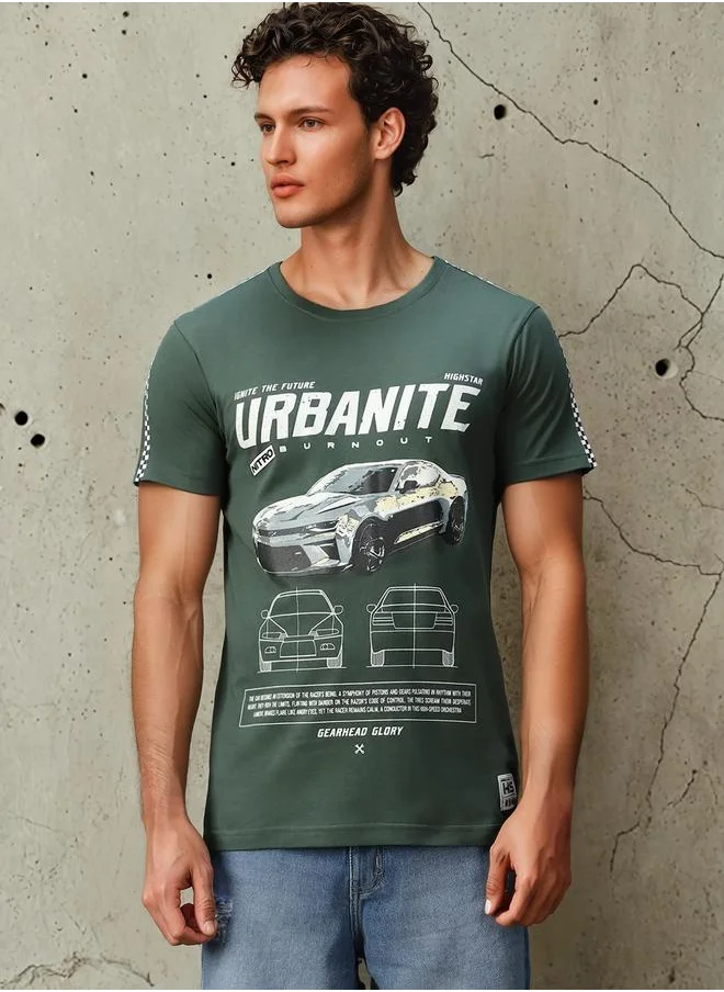HIGH STAR Men Regular Motoracer Graphic Printed F1 Cotton T-shirt