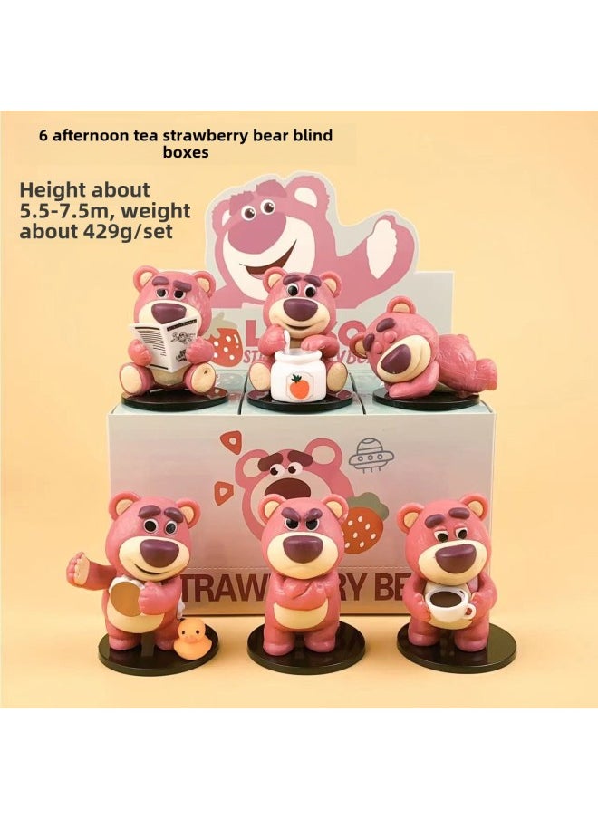 Strawberry Bear Blind Box Handmade Doll Toy Story Internet Celebre Cute Car Desktop Ornaments Birthday Gift-Color:6 Types Of Dew Tea Party Regular Version [Full Set Price]  - Image 4