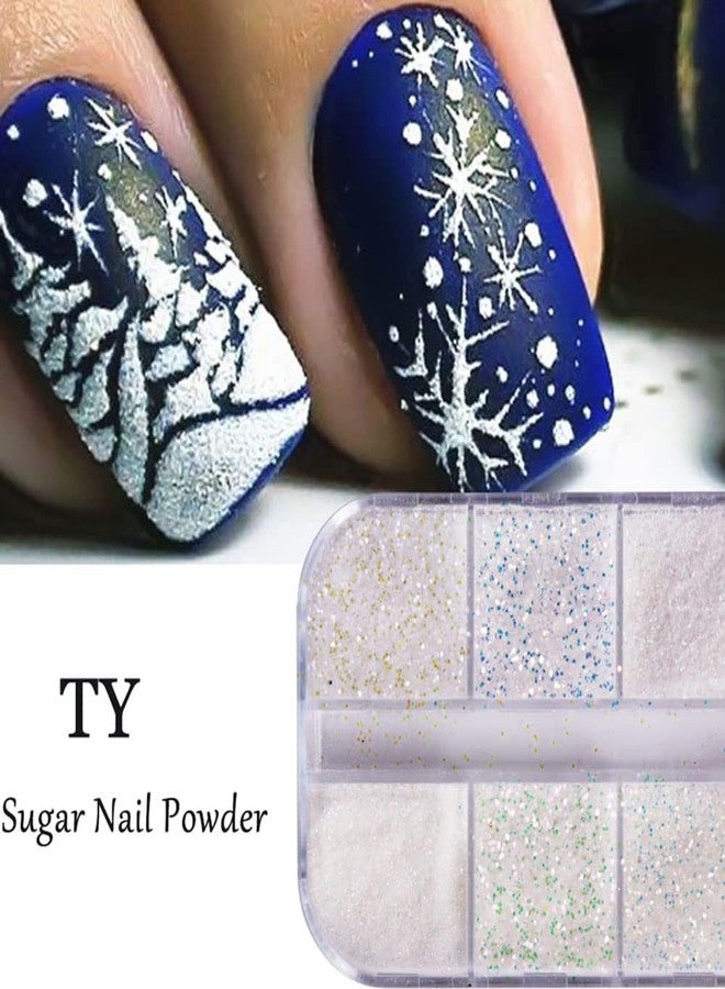 Furimuk White Sugar Nail Glitter Powder for Christmas Snowflake Nails Design, Sandy Pigment Shiny 3D Candy Nail Art Sequins Winter Manicure Decorations Accessories. - Image 3