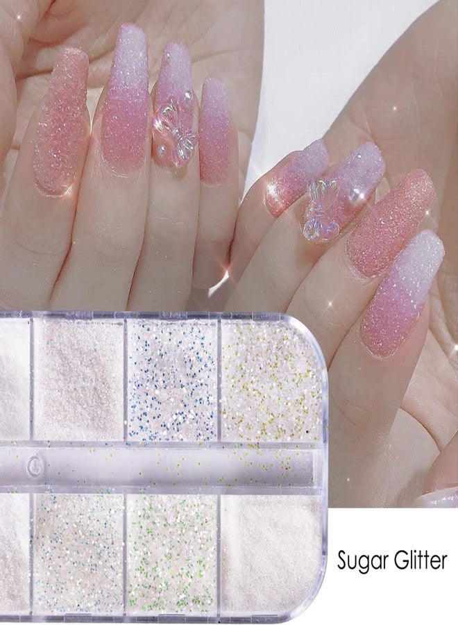 Furimuk White Sugar Nail Glitter Powder for Christmas Snowflake Nails Design, Sandy Pigment Shiny 3D Candy Nail Art Sequins Winter Manicure Decorations Accessories. - Image 4