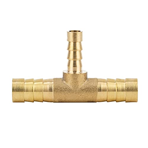 Yoebor Metalwork Brass Reducing Hose Barbed Splice T-Fitting, Reducer Tee Union Mender Joiner 1/2" x 5/16" x 1/2" Hose ID (Pack of 2) - Image 2