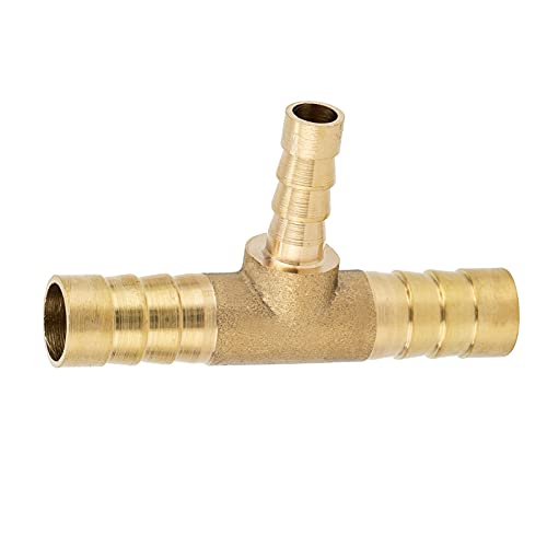 Yoebor Metalwork Brass Reducing Hose Barbed Splice T-Fitting, Reducer Tee Union Mender Joiner 1/2" x 5/16" x 1/2" Hose ID (Pack of 2) - Image 5