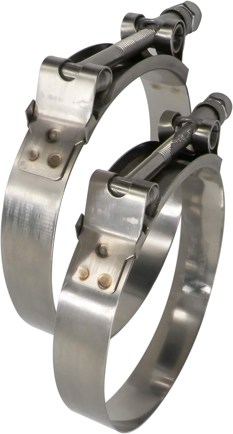 ROADFORMER 122mm- 130mm T-Bolt Hose O.D. Clamp - Working Range 4.81" - 5.12" for 5 inch Hose OD, Stainless Steel Bolt, SS Band Floating Bridge and Nylon Insert Locknut (122mm- 130mm, 2 pack) - Image 4
