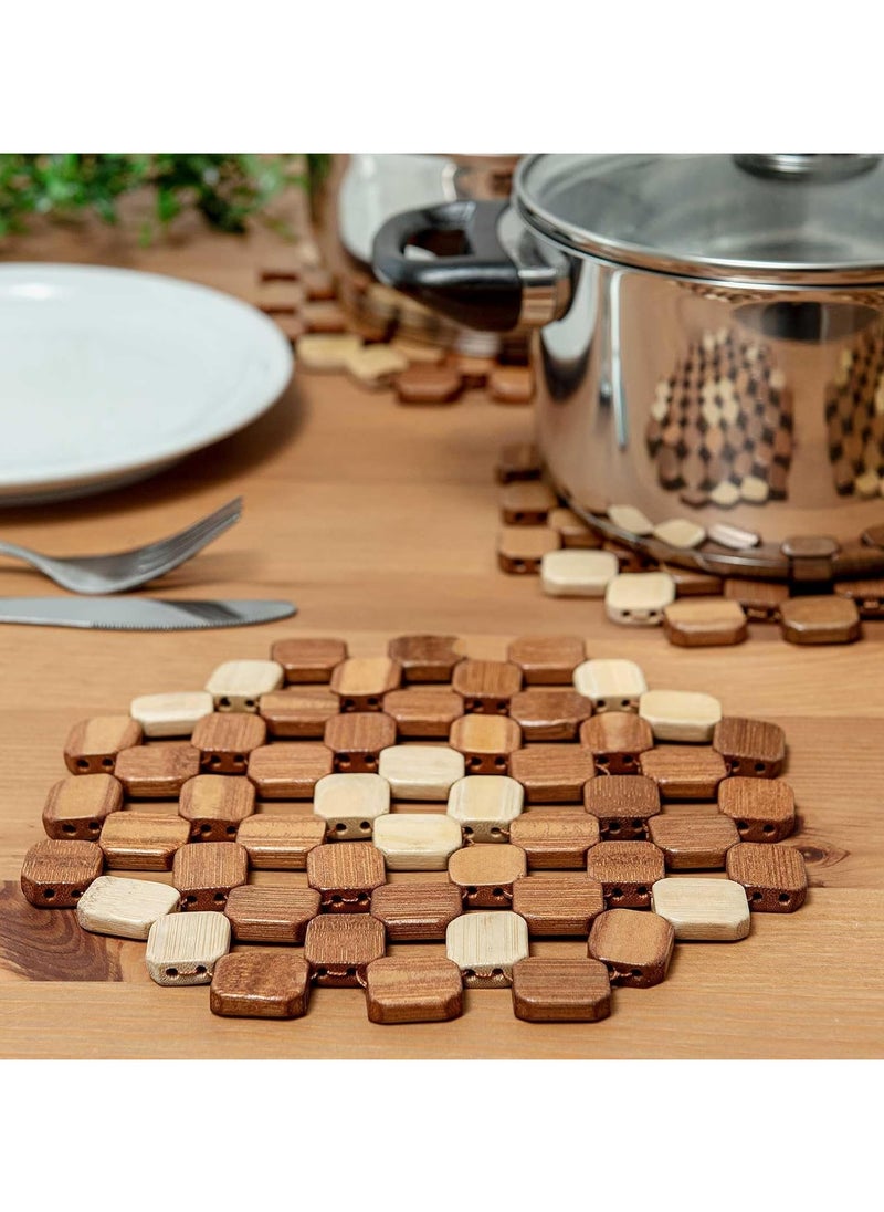 Generic 3 Piece Wood Coaster Set Large Suitable for Wooden Utensils - Coaster for Hot Pots - Natural Wood Cup Coasters for Drinking Cups Set of 3 - Insulating Wooden Coaster Board for Dishwasher - Heat Insulating Coaster - Thermal Wooden Cups - Cups Wood Requirements for Drinks - Natural Wood Requirements for Drinking Glasses, Coaster Set Suitable for Any Table Type - Requirements for Every Table Type - Insulating Requirements for Glassware for Drinks  - Image 3