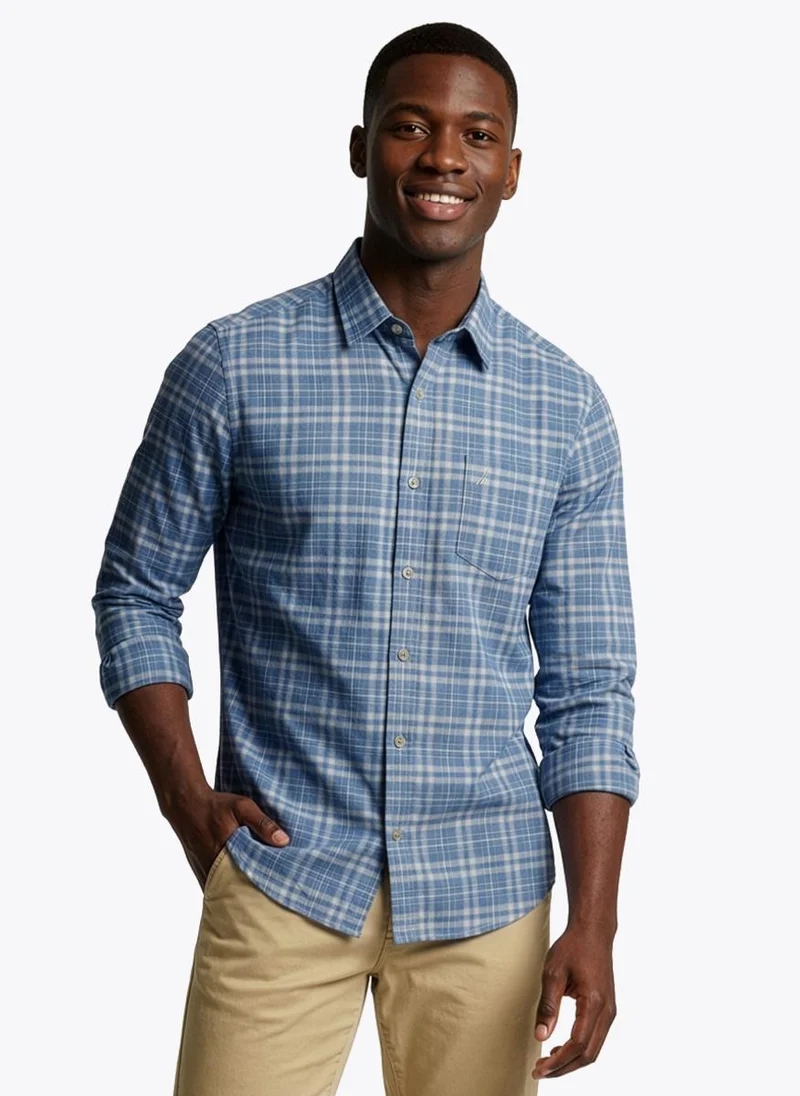 Men Regular Fit Long Sleeve Dyed Shirt for Versatile Styling - Blue