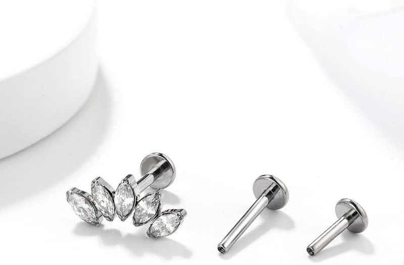 KaseStyle G23 Titanium Labret Studs 16G Lip Studs Cluster Earrings Piercing Internally Threaded Medusa Ring Cartilage Monroe Piercing Jewelry - Image 2