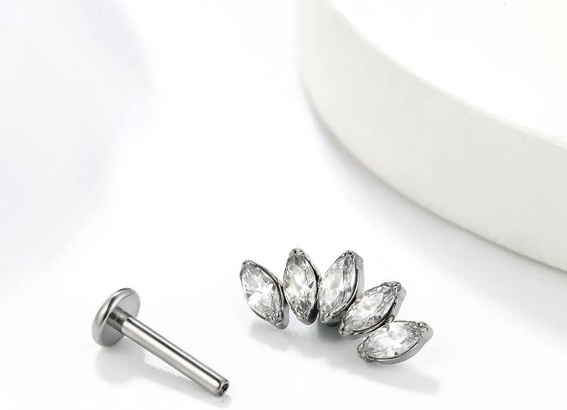 KaseStyle G23 Titanium Labret Studs 16G Lip Studs Cluster Earrings Piercing Internally Threaded Medusa Ring Cartilage Monroe Piercing Jewelry - Image 3