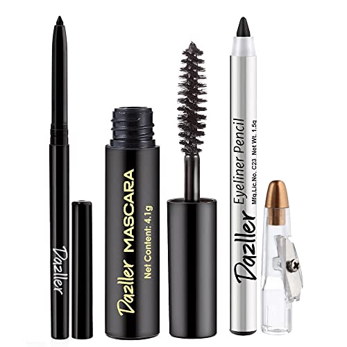 Dazller College Makeup Essentials 3 - All Nighter Trio|Kajal|Mascara|Eyeliner|Water-Resistant|Smudge-proof|Starter Makeup Kit for Women|5.35g - Image 2