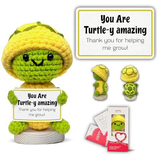 Gossby Teacher Gifts Thank You for Helping Me Grow Appreciation Thank You Birthday Retired Birthday Mothers Day Teachers Day Gift from Student Teacher Stuffers Positive Turtle Crochet - Image 1
