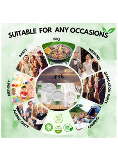 SPARK IT HOME Spark It Home Disposable Plates, Eco-friendly, Compostable Party Plates, Biodegradable, 100% Natural Sugarcane, Everyday Tableware, Heavy Duty, Microwave Freezer Safe 50 Pieces (10 Inch 3 Compartments)  - Image 4