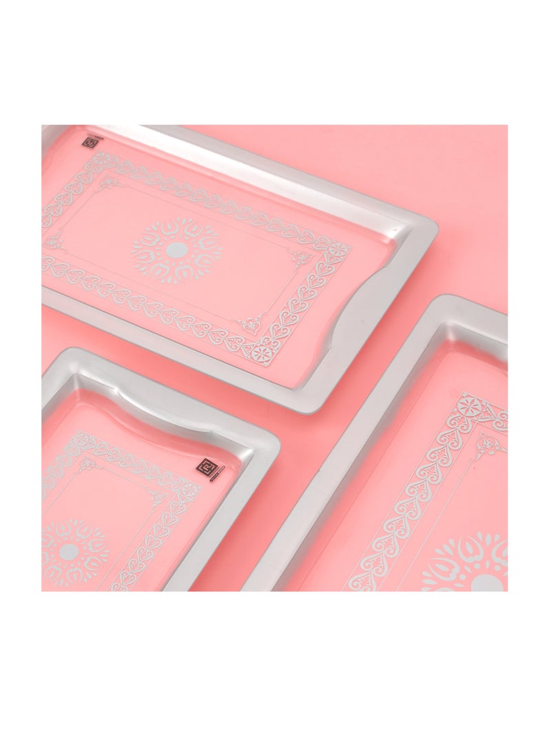 Royalford Acrylic Serving Tray- RF11238| Rectangular Tray Set with an Elegant and Sleek Design, Durable and Long-Lasting Plastic Construction| Set Includes: Small, Medium and Large, Multi-Purpose Tray Set Ideal for Serving Tea, Drinks, Food, Dcor Items Grey/Clear - Image 5