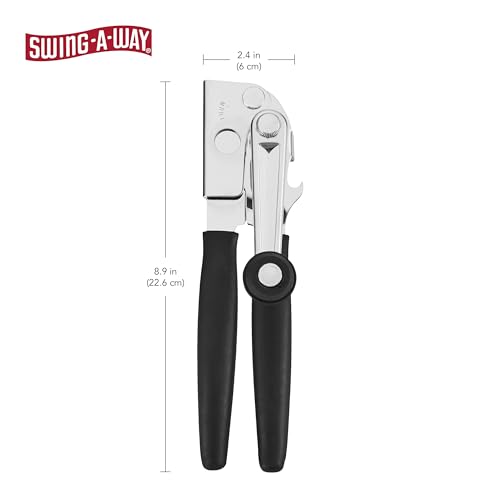 Swing-A-Way Easy-Crank Can Opener with Folding Crank Handle, Manual Hand Held and Sharp Blade, Stainless Steel, Easy Turn Knob, Basic Kitchen Essentials, For all Can Sizes (Black) - Image 2