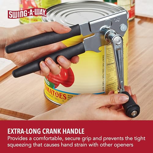 Swing-A-Way Easy-Crank Can Opener with Folding Crank Handle, Manual Hand Held and Sharp Blade, Stainless Steel, Easy Turn Knob, Basic Kitchen Essentials, For all Can Sizes (Black) - Image 4