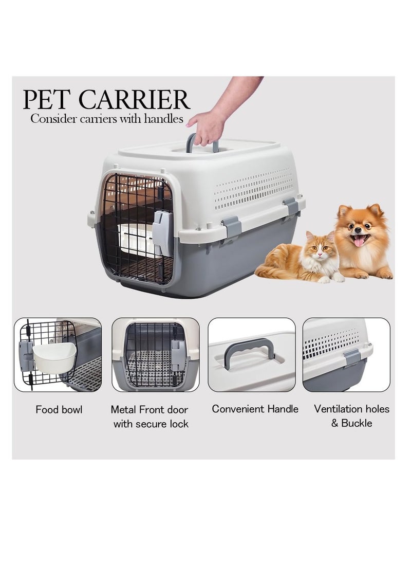 NNC PETS Travel Kennel with Easy handle, Breathable and Lightweight pet travel crate, Pet carrier for small to medium pets, Indoor & Outdoor Pet transport box with Metal door, Aeration grids 55 cm (Grey) - Image 3