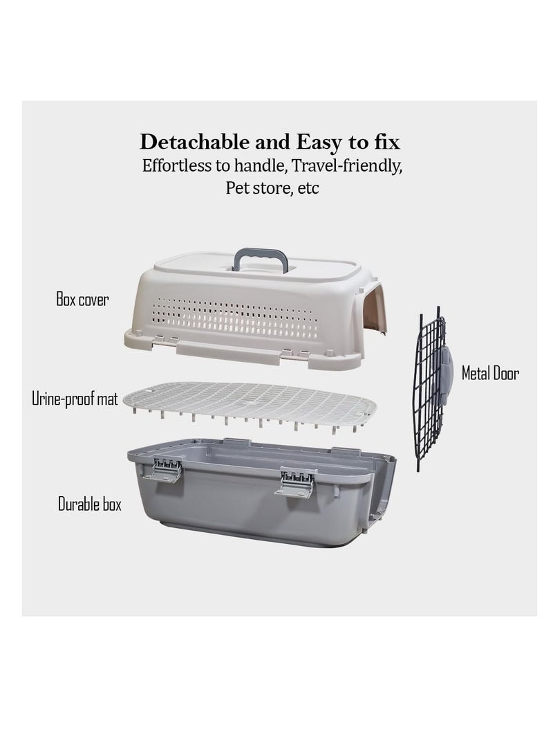 NNC PETS Travel Kennel with Easy handle, Breathable and Lightweight pet travel crate, Pet carrier for small to medium pets, Indoor & Outdoor Pet transport box with Metal door, Aeration grids 55 cm (Grey) - Image 4