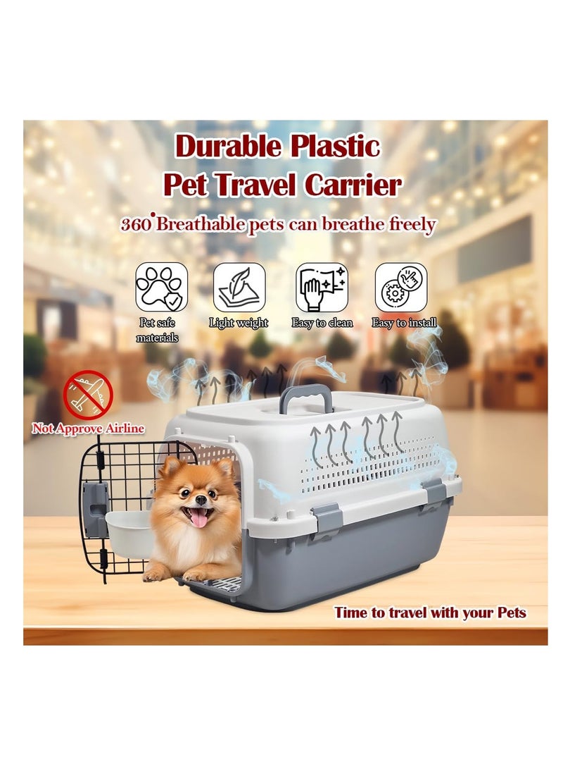NNC PETS Travel Kennel with Easy handle, Breathable and Lightweight pet travel crate, Pet carrier for small to medium pets, Indoor & Outdoor Pet transport box with Metal door, Aeration grids 55 cm (Grey) - Image 5