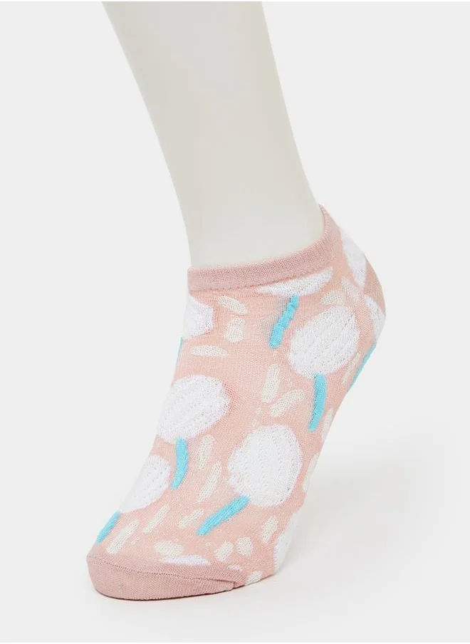 ستايلي Styli Set Of 5 - Floral Print Ankle Socks