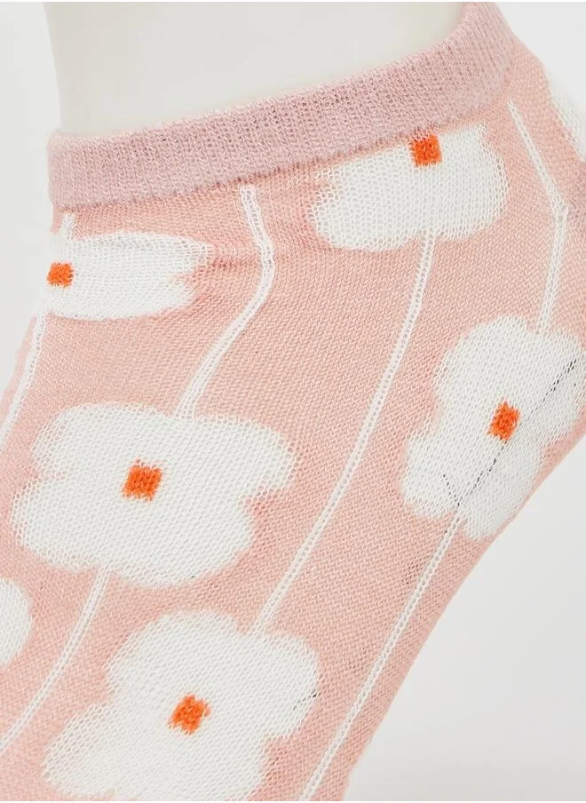 Styli Set Of 5 - Floral Print Ankle Socks