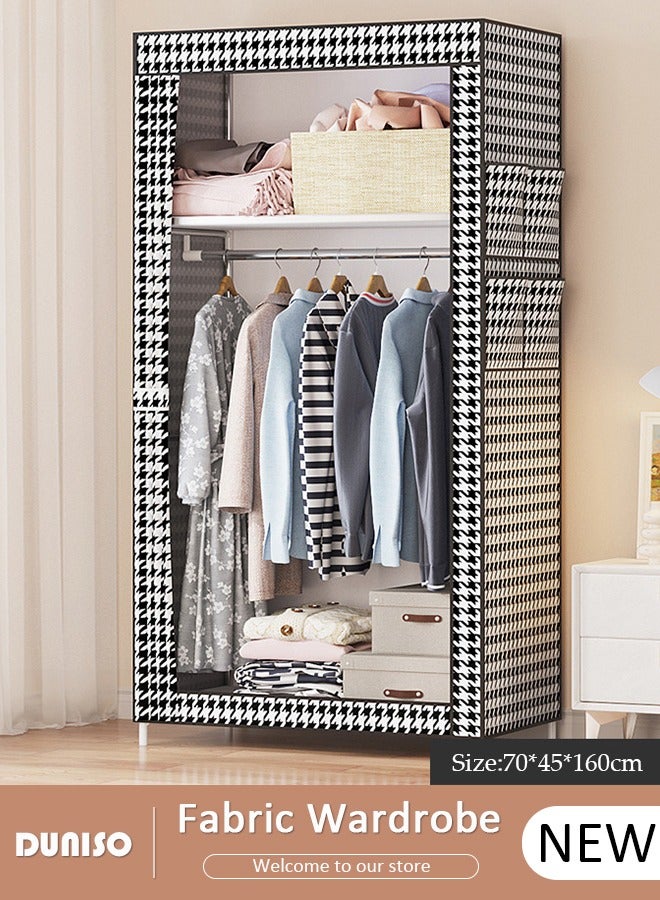 DUNISO Portable Clothes Closet with Side Pockets,Fabric Wardrobe for Hanging Clothes,Freestanding Garment Organizer with Sturdy Fabric Cover,Closet Clothes Organizer with Zipper for Bedroom, Cloakroom Sturdy and Easy Assemble  - Image 1