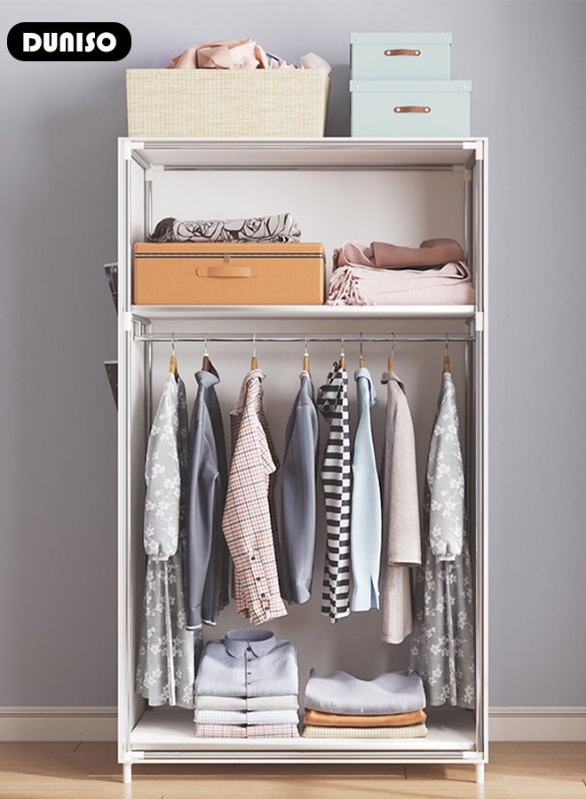DUNISO Portable Clothes Closet with Side Pockets,Fabric Wardrobe for Hanging Clothes,Freestanding Garment Organizer with Sturdy Fabric Cover,Closet Clothes Organizer with Zipper for Bedroom, Cloakroom Sturdy and Easy Assemble  - Image 5