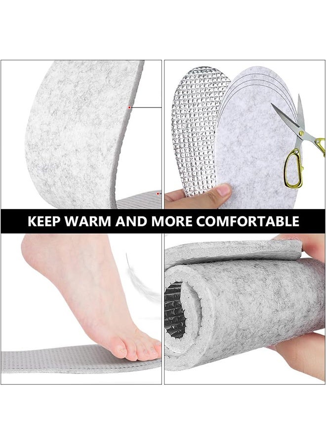 زوجان من النعال الداخلية الصوفية الدافئة للجنسين، نعال داخلية من رقائق الألومنيوم مزدوجة الجانب من القماش غير المنسوج، نعال داخلية داعمة للقوس، نعال داخلية من الإسفنج الذكي، نعال داخلية رياضية مبطنة ممتصة للصدمات للقدم - Image 4