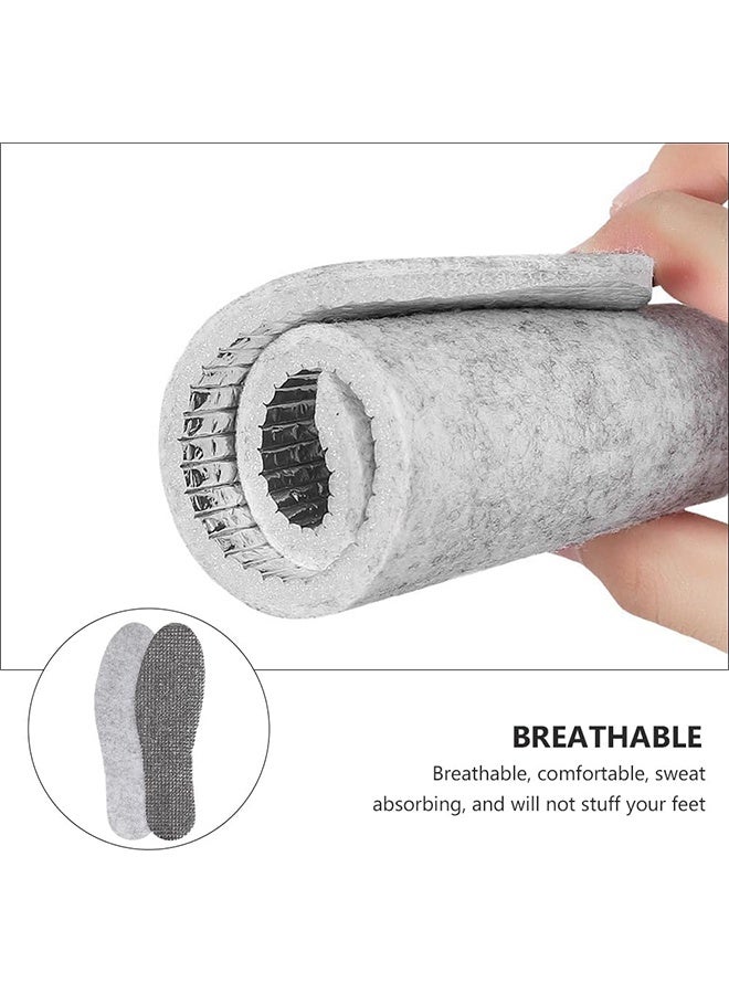 زوجان من النعال الداخلية الصوفية الدافئة للجنسين، نعال داخلية من رقائق الألومنيوم مزدوجة الجانب من القماش غير المنسوج، نعال داخلية داعمة للقوس، نعال داخلية من الإسفنج الذكي، نعال داخلية رياضية مبطنة ممتصة للصدمات للقدم - Image 3