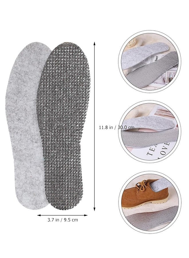 زوجان من النعال الداخلية الصوفية الدافئة للجنسين، نعال داخلية من رقائق الألومنيوم مزدوجة الجانب من القماش غير المنسوج، نعال داخلية داعمة للقوس، نعال داخلية من الإسفنج الذكي، نعال داخلية رياضية مبطنة ممتصة للصدمات للقدم - Image 2