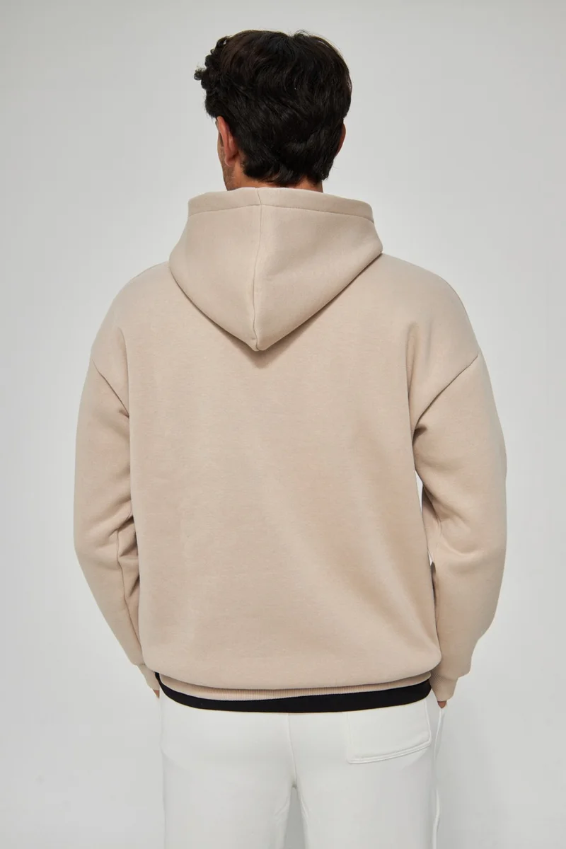 MRS Clothing Men's Smoke Unisex Plain Hooded Collar Cotton Pocket Detailed Sweatshirt