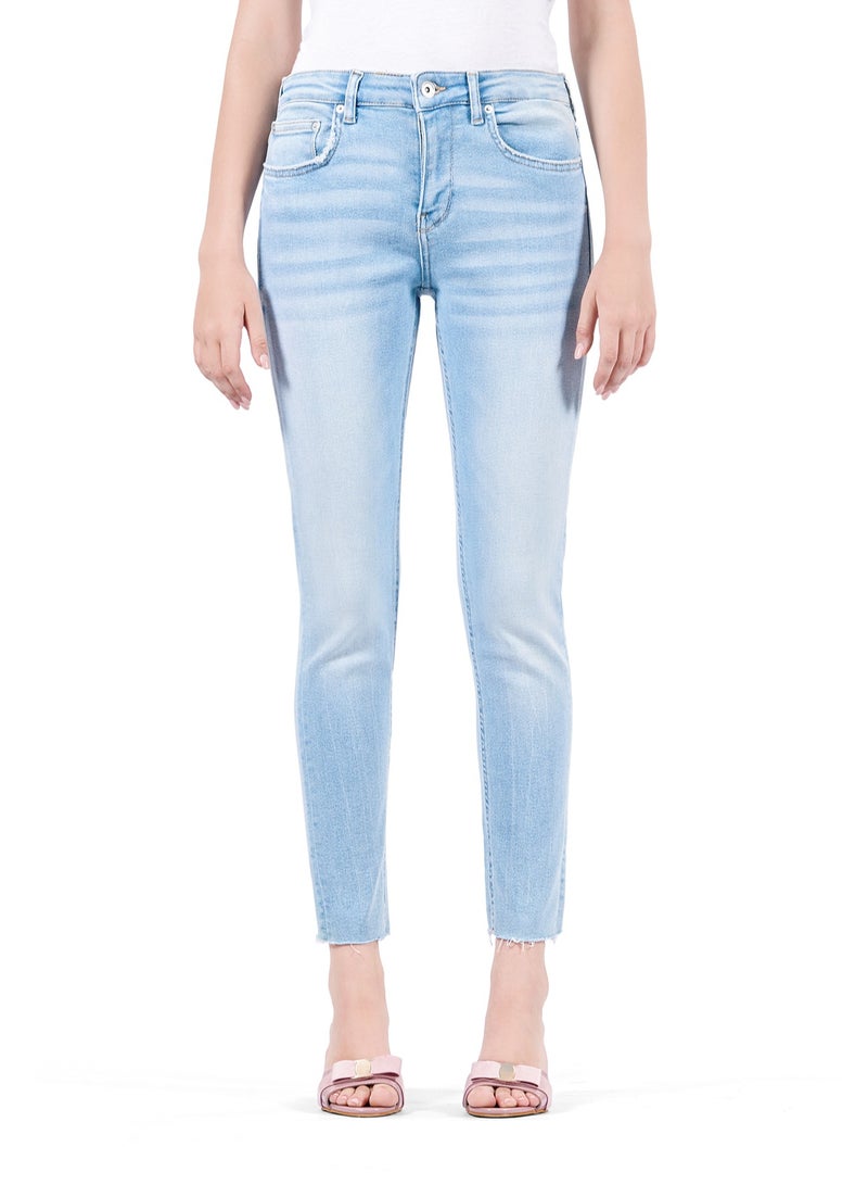 Web Denim Web Denim Women's Stretch Skinny Jeans - Cut Hem Stylish Comfort Fit Denim Pants  - Image 2
