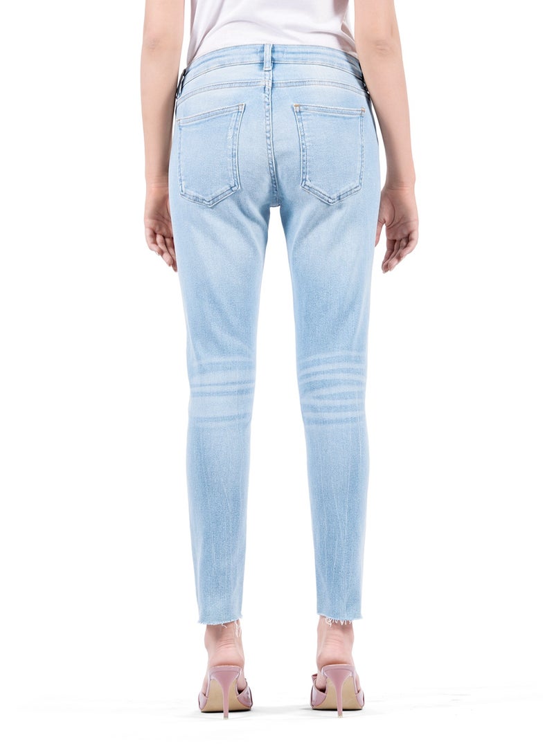 Web Denim Web Denim Women's Stretch Skinny Jeans - Cut Hem Stylish Comfort Fit Denim Pants  - Image 3