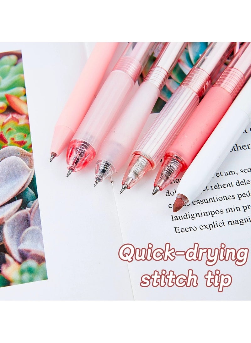 مجموعة أقلام حبر جل باستيل مكونة من 6 قطع، أقلام حبر سوداء قابلة للسحب برأس رفيع 0.5 مم لتدوين الملاحظات، عبوة من 5 أقلام حبر وعبوة واحدة من أقلام التمييز للكتابة والمدرسة والمكتب (وردي) - Image 2