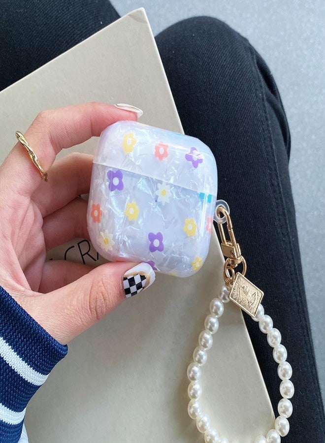 Olytop for Cute Glitter Airpods 3rd Generation Case Floral Shell Pattern Airpods 3 Gen Cover Protective Skin Girl Women with Luxury Pearl Keychain & Cleaner Pen for Apple iPod 3rd Gen - Flower - Image 4