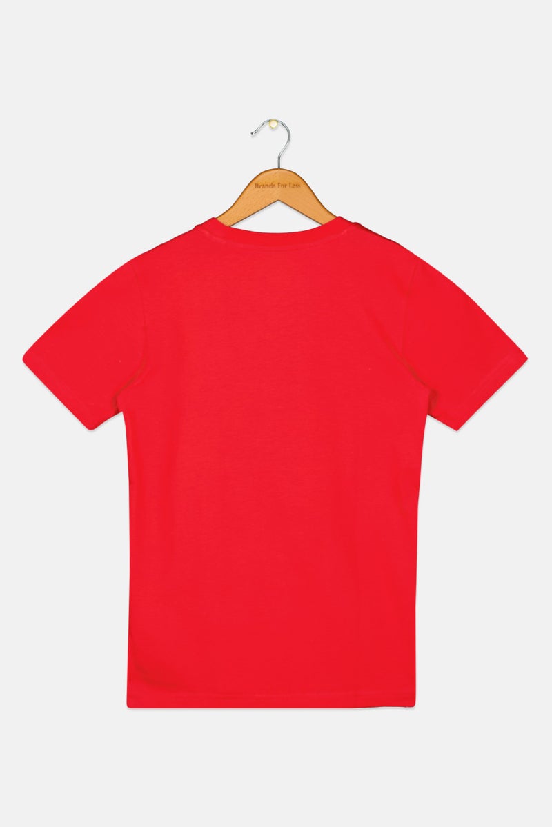 Adidas Kids Boy Short Sleeve Graphic Print T-Shirt, Red - Image 2