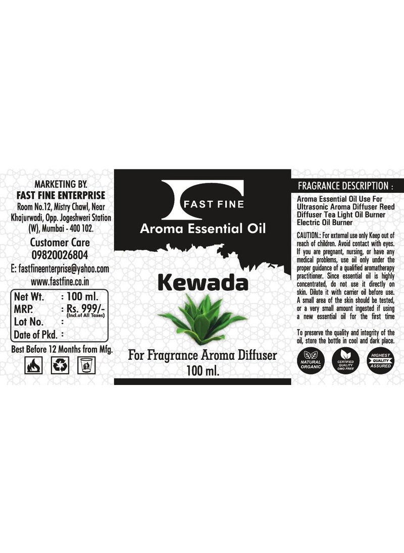 Fast Fine FAST FINE Kewda Diffuser Essential Aroma Oil used for Air Electric Revitalizer machine use home office washroom indoor outdoor 100ML  - Image 4