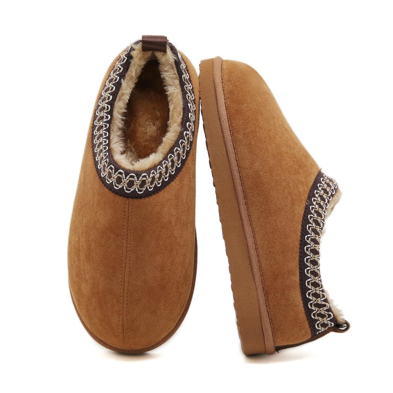 SMajong Women's Slippers Mens Platform Mini Boots Fuzzy House Slipper Fur Fleece Winter Home Shoes Indoor and Outdoor Black Brown US 7.5 Women/6 Men - Image 4