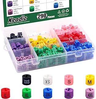 Keadic 290Pcs Colored Hanger Size Markers Assortment Kit, 9 Common Sizes (XXS-4XL) Color-Coding Hanger Marker Tags for - Image 1
