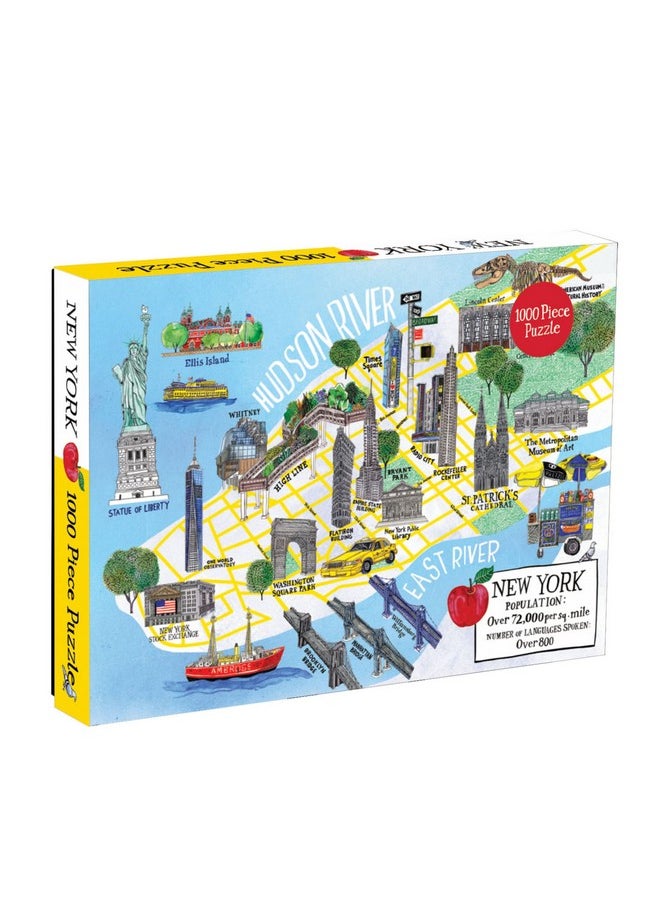 Galison 1000 Piece New York City Map Jigsaw Puzzle For Adults And Families Nyc Puzzle Features Sights From Around New York City  - Image 1
