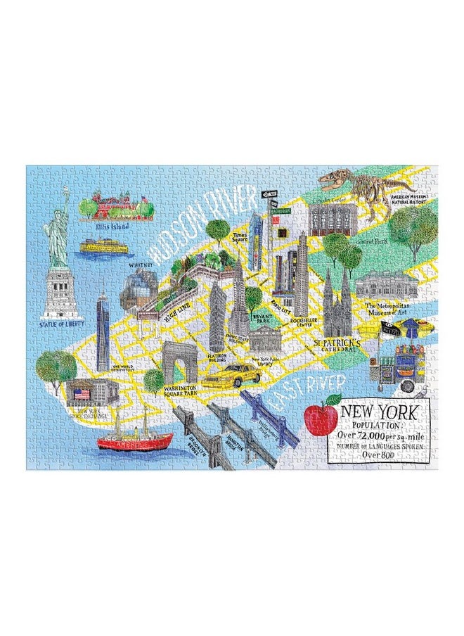 Galison 1000 Piece New York City Map Jigsaw Puzzle For Adults And Families Nyc Puzzle Features Sights From Around New York City  - Image 2