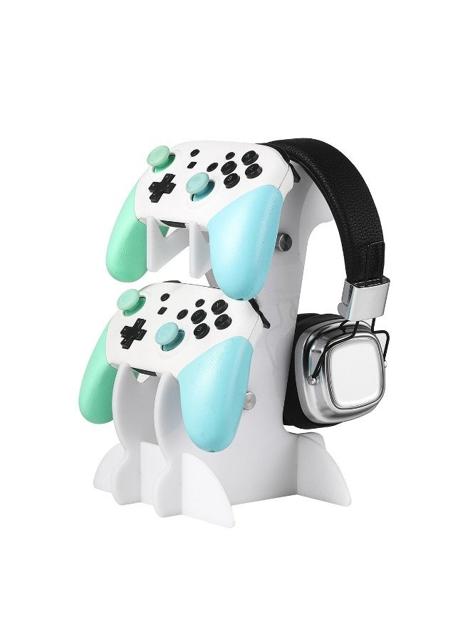 شيبشيب حامل ذراع تحكم بطبقتين، رف لحامل ذراع التحكم وحامل سماعات للأجهزة Xbox Series X S / Xbox One / PS5 / PS4 / نينتندو سويتش / الكمبيوتر الشخصي / السماعات، منظم شامل لإكسسوارات ألعاب الفيديو. - Image 1