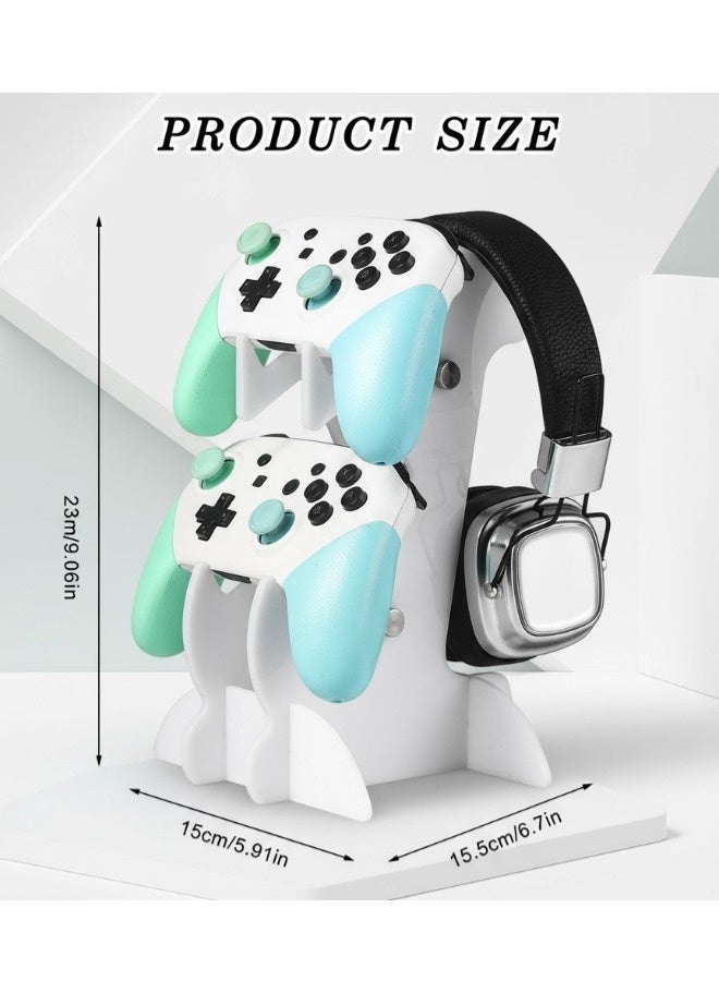 شيبشيب حامل ذراع تحكم بطبقتين، رف لحامل ذراع التحكم وحامل سماعات للأجهزة Xbox Series X S / Xbox One / PS5 / PS4 / نينتندو سويتش / الكمبيوتر الشخصي / السماعات، منظم شامل لإكسسوارات ألعاب الفيديو. - Image 5