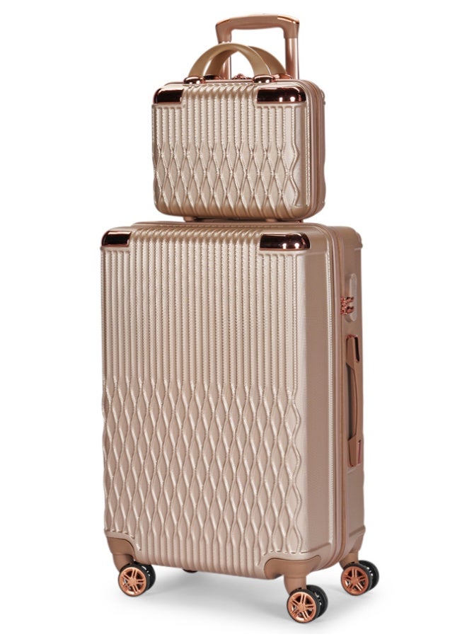 ليمرا طقم شنط سفر مكون من 5 حقائب أمتعة بـ 4 عجلات بتصميم صلب و حديث ذهبي - Image 2