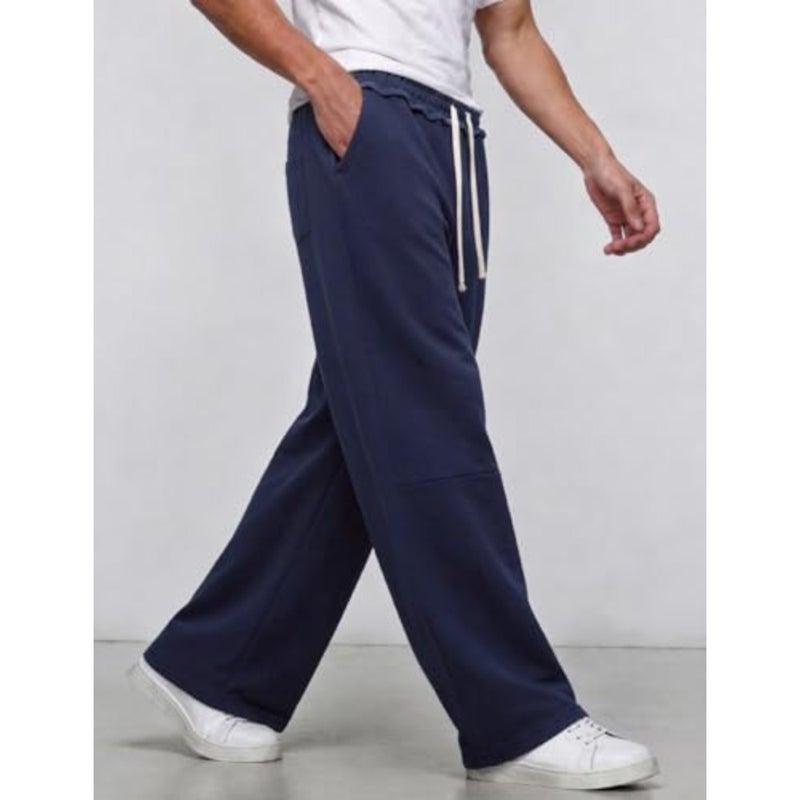 SEAUR Stretchy Wide Leg Joggers Mens Casual Loose Baggy Track Pants Drawstring Sweatpants with Side Pockets for Hiking Gym Everyday Wear S-3 - Image 2