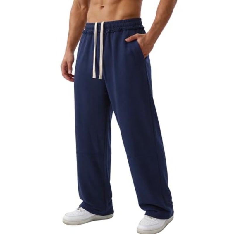 SEAUR Stretchy Wide Leg Joggers Mens Casual Loose Baggy Track Pants Drawstring Sweatpants with Side Pockets for Hiking Gym Everyday Wear S-3 - Image 1