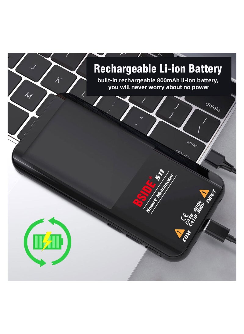 SYOSI مقياس متعدد رقمي قابل لإعادة الشحن يحتوي على 9999 عدادًا، ومقياس أوم بشاشة LCD ملونة مع 3 نتائج لعرض نطاق تلقائي لاختبار الجهد، ومقياس متعدد قابل لإعادة الشحن، ومقياس أوم، وكابينة أوم، وهرتز، واختبار الجهد بدورة عمل الصمام الثنائي  - Image 3