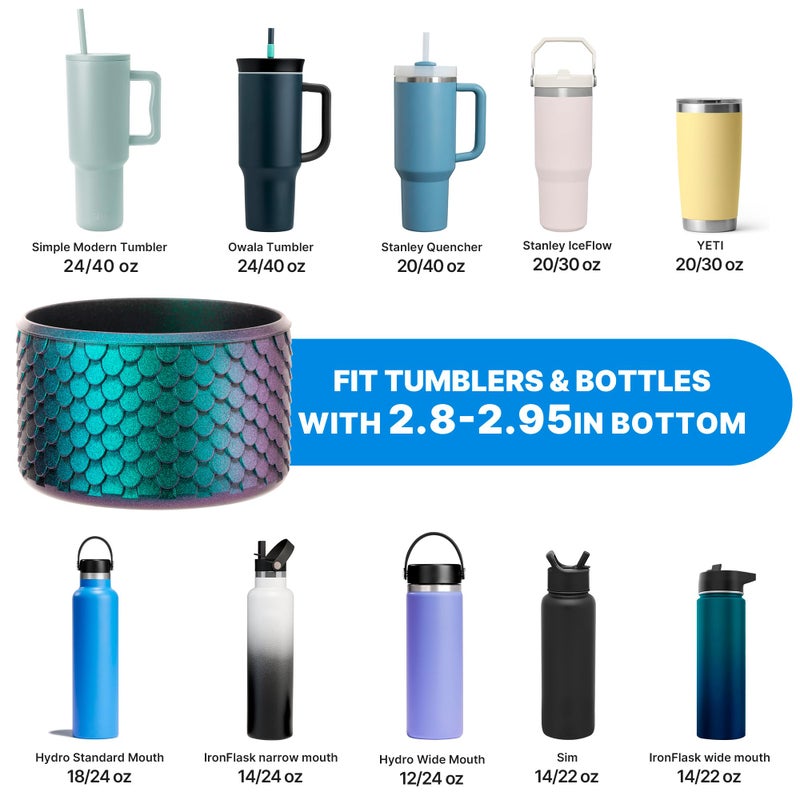 Bluwing Mermaid Silicone Boot for Stanley Cup 40/30/20 oz, Bottom Protector for Stanley IceFlow 20/30 oz and Hydroflask 12-24 oz, Anti-Slip Bottle Bottom (Royal Blue) - Image 5