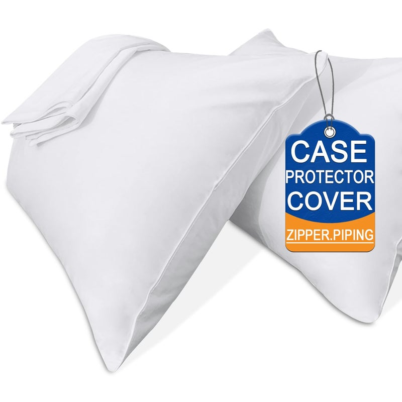 Precoco White King Pillow Cases Set of 4  100 Cotton Pillowcases with Zipper Hidden  Premium Cooling Decorative Pillow Covers with 600 Thread Count Soft  Smooth 20x36 inches