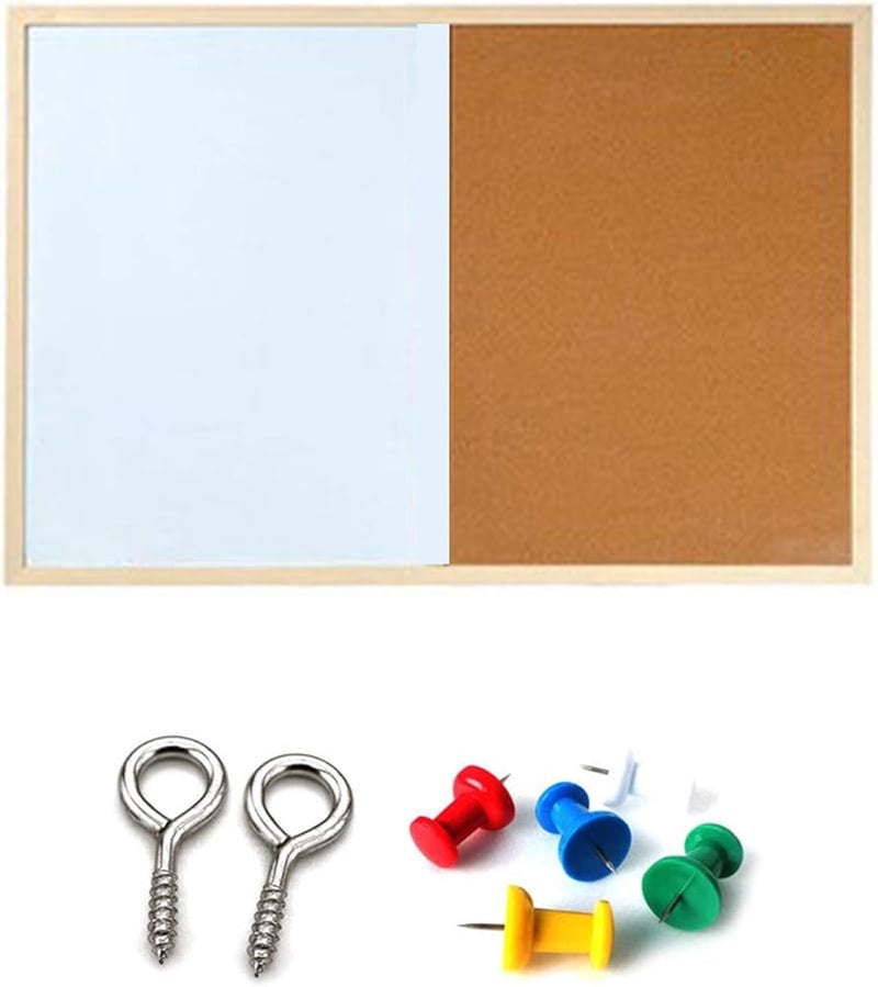 30x40cm Whiteboard Cork Board Combination Message Board for Home Office Art Craft - Image 1