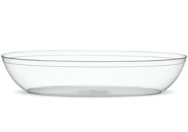 PLASTICPRO Disposable Oval Serving Bowls Party Snack or Salad Bowl 32Ounce Plastic Crystal Clear Pack of 4