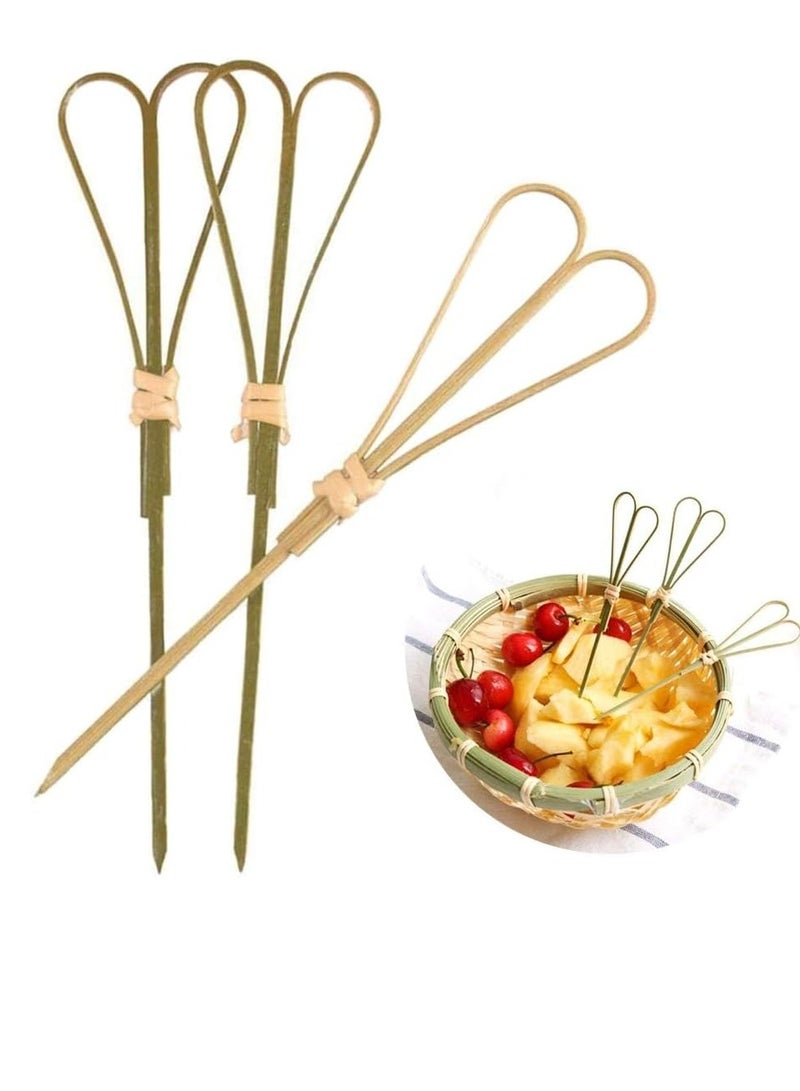 KASTWAVE Cocktail Sticks Toothpicks Party Supplies Bamboo Picks Knot Skewers Toothpicks Sticks Decorative Appetizers BBQ 100 Count (Heart Shaped) - Image 1