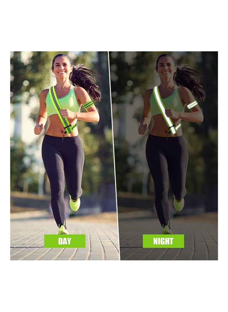 meayul Reflective Cycling Safety Vest, 5PCS High Visibility Reflective Running Gear Night Walking Safety Gear for Men Women Kids, Adjustable Reflective Belt Running Vest with 4 Reflective Armbands for Night Walking Cycling Running Accessories - Image 4